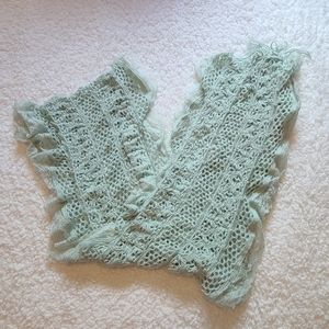 Blue Crochet Scarf with Fringe